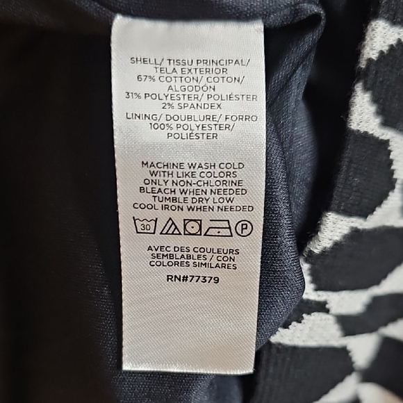 Ann Taylor Black & White Geometric Sleeveless Stretch Midi Dress Sz 6 - Picture 10 of 11